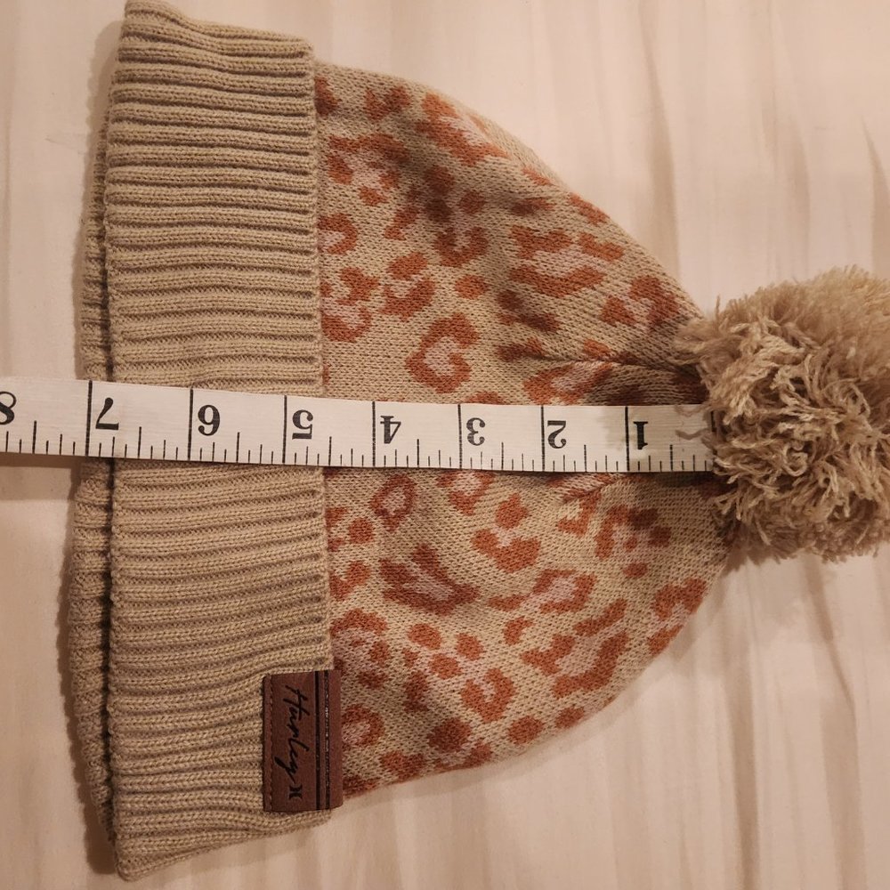 Women's Tan Leopard Cheetah Print Beanie - Picture 3 of 4